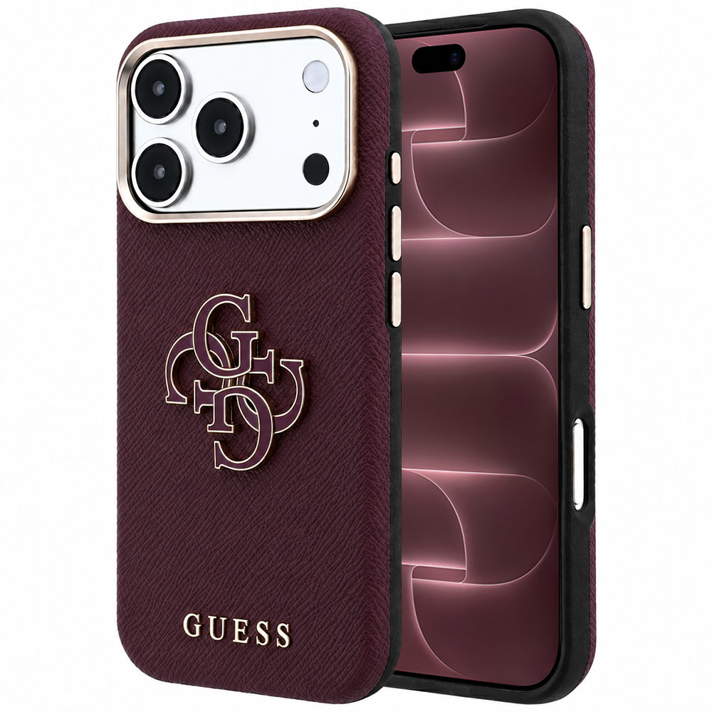 Husa pentru Apple iPhone 18 Pro Max / 17 Pro Max, Guess, Grained Big Resin Logo, Visinie