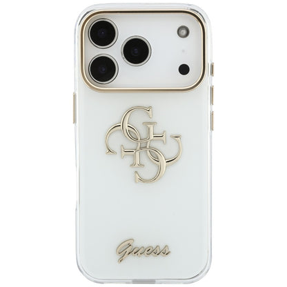Husa pentru Apple iPhone 18 Pro Max / 17 Pro Max, Guess, IML 4G Metal Script, Alba