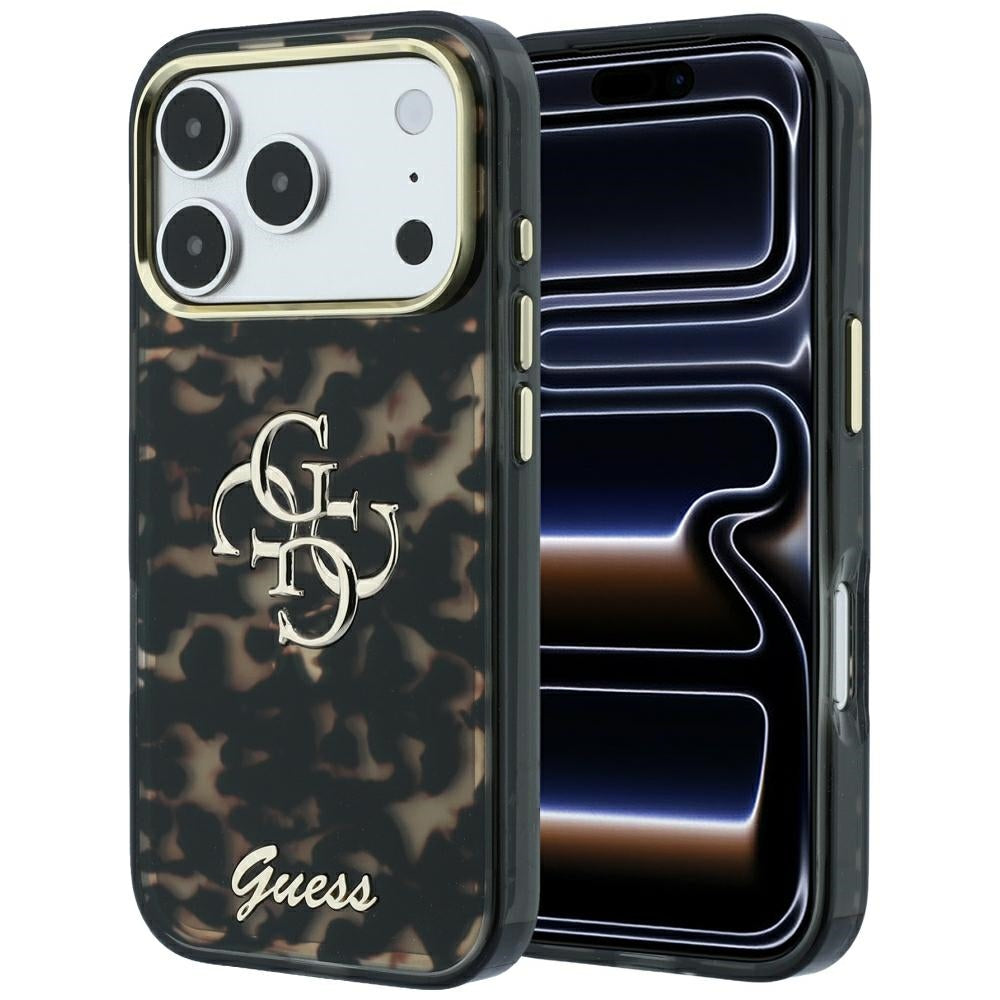 Husa pentru Apple iPhone 18 Pro Max / 17 Pro Max, Guess, IML 4G Metal Script, Maro