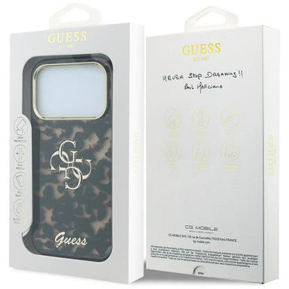 Husa pentru Apple iPhone 18 Pro Max / 17 Pro Max, Guess, IML 4G Metal Script, Maro