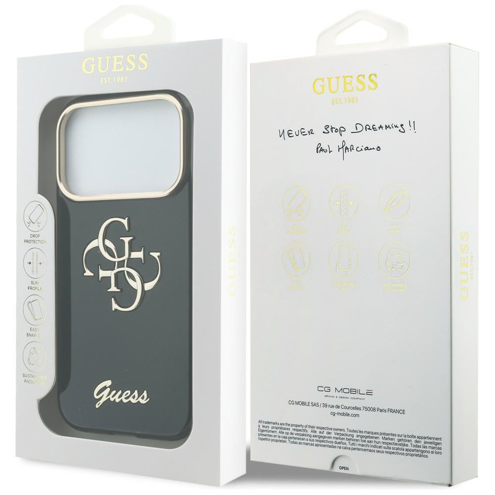 Husa pentru Apple iPhone 18 Pro Max / 17 Pro Max, Guess, IML 4G Metal Script, Neagra