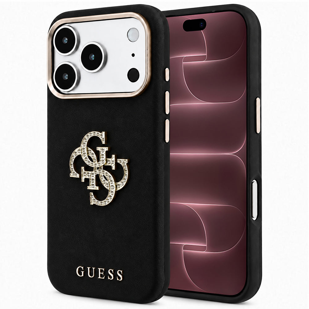 Husa pentru Apple iPhone 18 Pro Max / 17 Pro Max, Guess, Smooth Big Strass Logo, Neagra