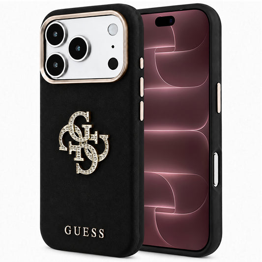 Husa pentru Apple iPhone 18 Pro Max / 17 Pro Max, Guess, Smooth Big Strass Logo, Neagra