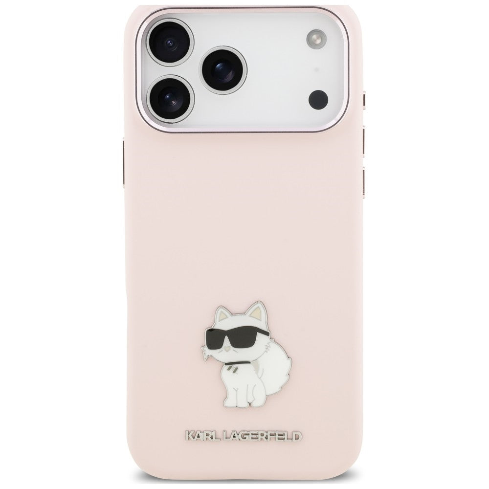 Husa pentru Apple iPhone 18 Pro Max / 17 Pro Max, Karl Lagerfeld, Choupette Metal Pin, Roz