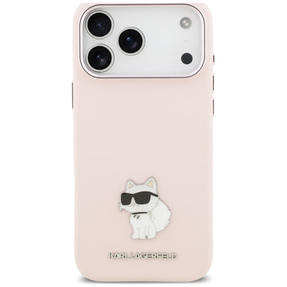 Husa pentru Apple iPhone 18 Pro Max / 17 Pro Max, Karl Lagerfeld, Choupette Metal Pin, Roz