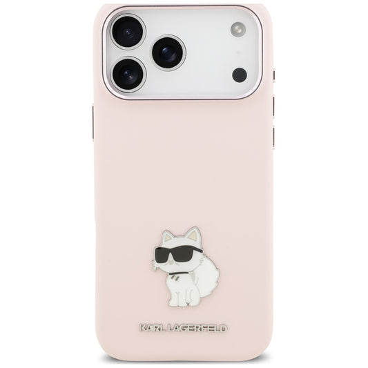 Husa pentru Apple iPhone 18 Pro Max / 17 Pro Max, Karl Lagerfeld, Choupette Metal Pin, Roz