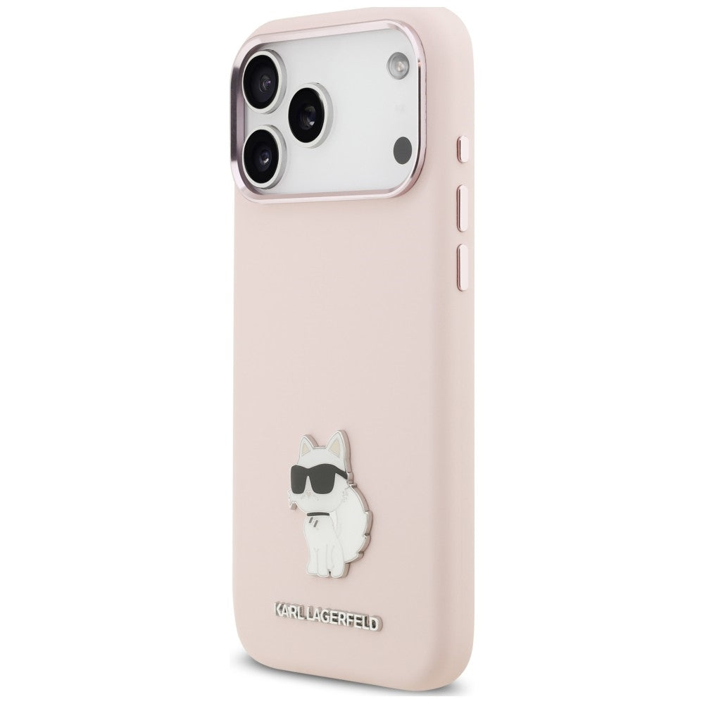 Husa pentru Apple iPhone 18 Pro Max / 17 Pro Max, Karl Lagerfeld, Choupette Metal Pin, Roz