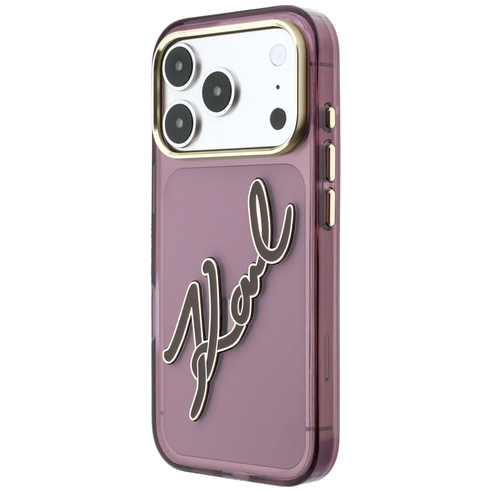 Husa pentru Apple iPhone 18 Pro Max / 17 Pro Max, Karl Lagerfeld, IML Big Signature Resin Logo Metal Frame, Visinie