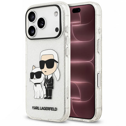 Husa pentru Apple iPhone 18 Pro Max / 17 Pro Max, Karl Lagerfeld, IML Glitter Karl and Choupette NFT, Transparenta