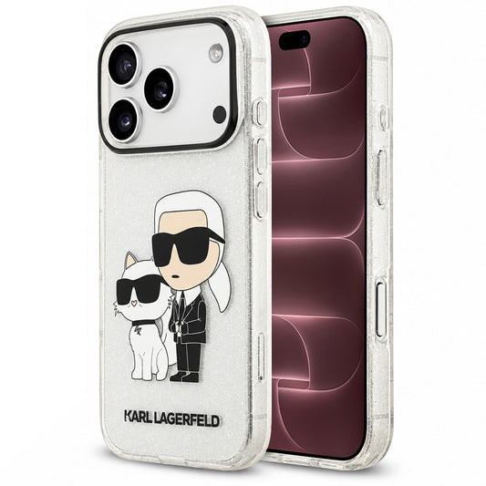 Husa pentru Apple iPhone 18 Pro Max / 17 Pro Max, Karl Lagerfeld, IML Glitter Karl and Choupette NFT, Transparenta