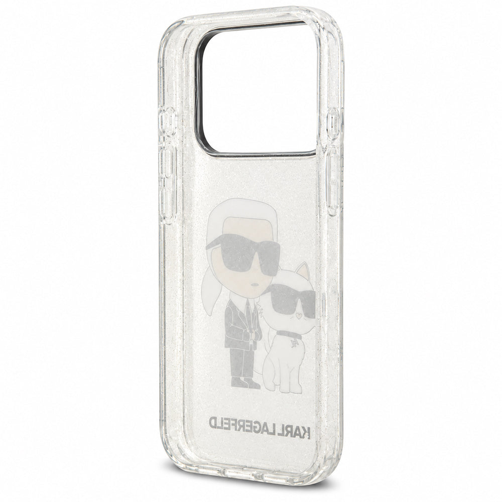 Husa pentru Apple iPhone 18 Pro Max / 17 Pro Max, Karl Lagerfeld, IML Glitter Karl and Choupette NFT, Transparenta