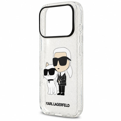 Husa pentru Apple iPhone 18 Pro Max / 17 Pro Max, Karl Lagerfeld, IML Glitter Karl and Choupette NFT, Transparenta