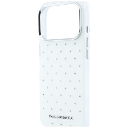 Husa pentru Apple iPhone 18 Pro Max / 17 Pro Max, Karl Lagerfeld, IML Rhinestones and Electroplated Logo, Alba