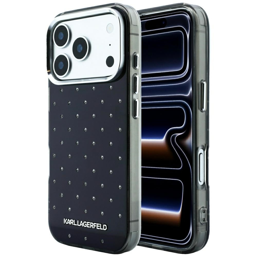 Husa pentru Apple iPhone 18 Pro Max / 17 Pro Max, Karl Lagerfeld, IML Rhinestones and Electroplated Logo, Neagra