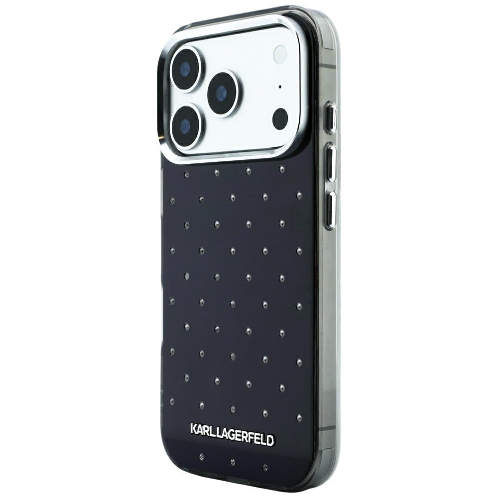 Husa pentru Apple iPhone 18 Pro Max / 17 Pro Max, Karl Lagerfeld, IML Rhinestones and Electroplated Logo, Neagra