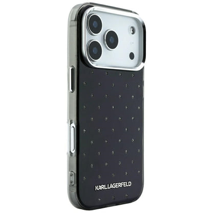 Husa pentru Apple iPhone 18 Pro Max / 17 Pro Max, Karl Lagerfeld, IML Rhinestones and Electroplated Logo, Neagra