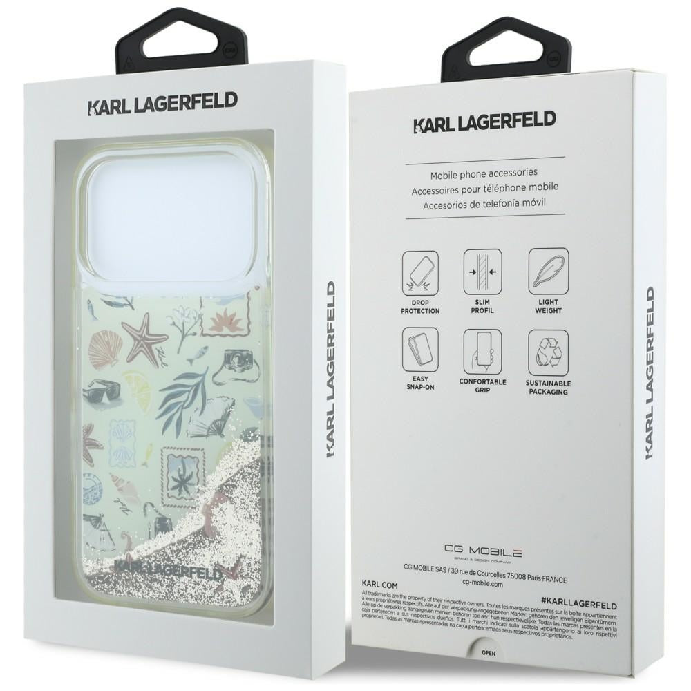 Husa pentru Apple iPhone 18 Pro Max / 17 Pro Max, Karl Lagerfeld, Liquid Glitter Beach and Sand, Bej