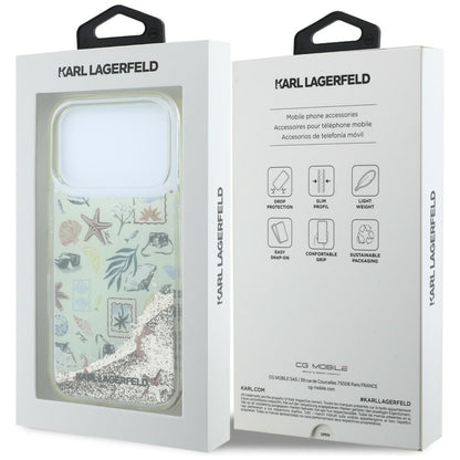 Husa pentru Apple iPhone 18 Pro Max / 17 Pro Max, Karl Lagerfeld, Liquid Glitter Beach and Sand, Bej