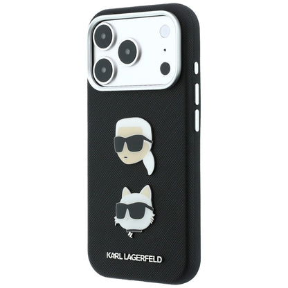 Husa pentru Apple iPhone 18 Pro Max / 17 Pro Max, Karl Lagerfeld, Saffiano Crossbody Karl & Choupette Head's Pins Logo, Neagra