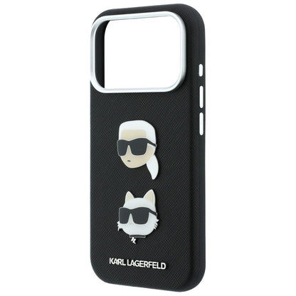 Husa pentru Apple iPhone 18 Pro Max / 17 Pro Max, Karl Lagerfeld, Saffiano Crossbody Karl & Choupette Head's Pins Logo, Neagra