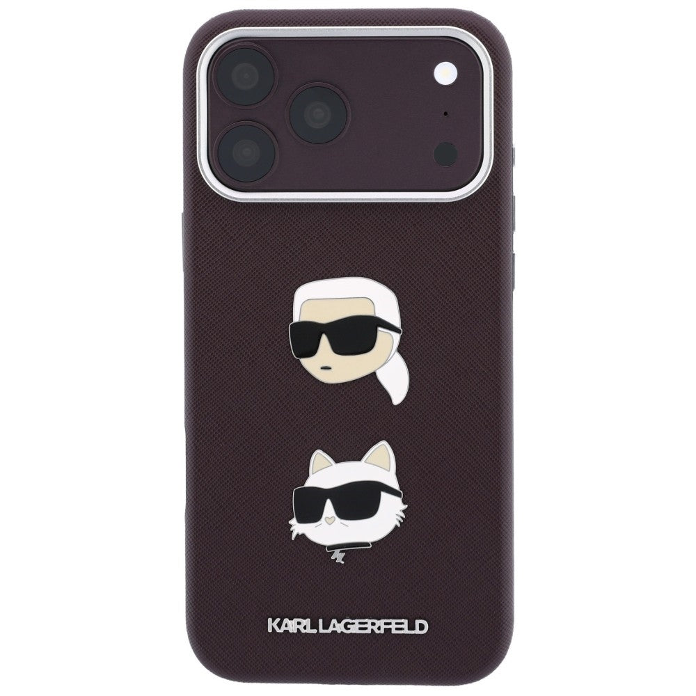 Husa pentru Apple iPhone 18 Pro Max / 17 Pro Max, Karl Lagerfeld, Saffiano Crossbody Karl & Choupette Head's Pins Logo, Visinie