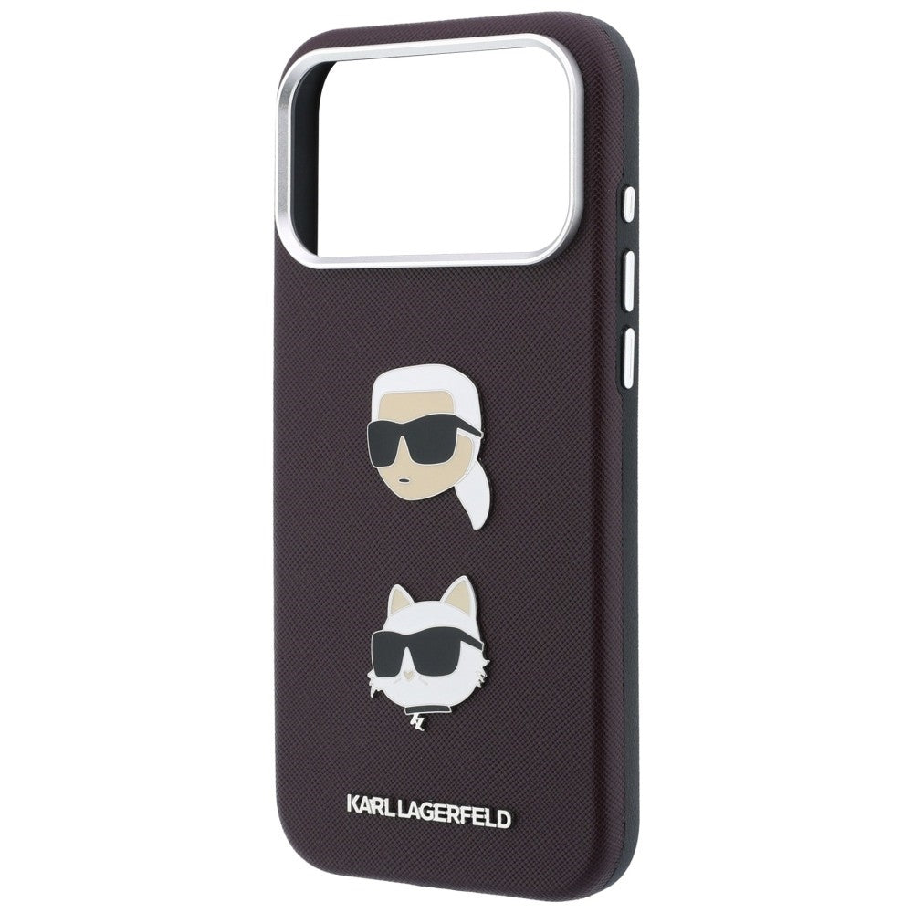 Husa pentru Apple iPhone 18 Pro Max / 17 Pro Max, Karl Lagerfeld, Saffiano Crossbody Karl & Choupette Head's Pins Logo, Visinie