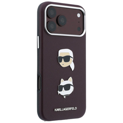 Husa pentru Apple iPhone 18 Pro Max / 17 Pro Max, Karl Lagerfeld, Saffiano Crossbody Karl & Choupette Head's Pins Logo, Visinie