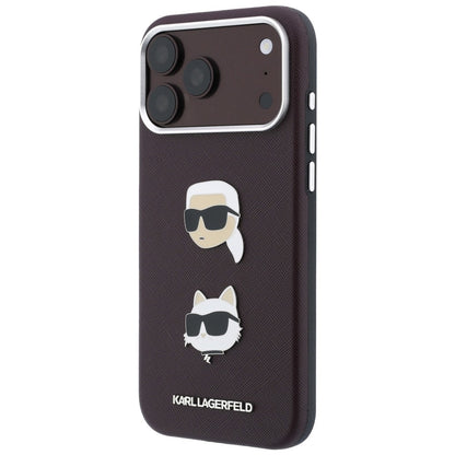 Husa pentru Apple iPhone 18 Pro Max / 17 Pro Max, Karl Lagerfeld, Saffiano Crossbody Karl & Choupette Head's Pins Logo, Visinie