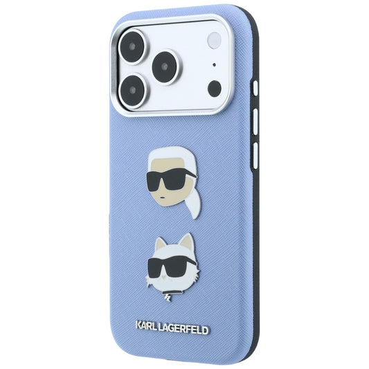 Husa pentru Apple iPhone 18 Pro Max / 17 Pro Max, Karl Lagerfeld, Saffiano with Karl & Choupette Head's Pin and Logo, Bleu