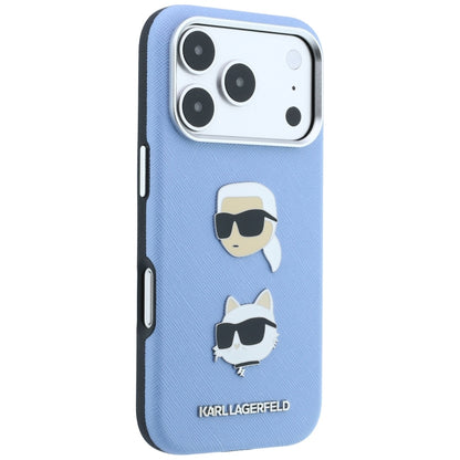 Husa pentru Apple iPhone 18 Pro Max / 17 Pro Max, Karl Lagerfeld, Saffiano with Karl & Choupette Head's Pin and Logo, Bleu