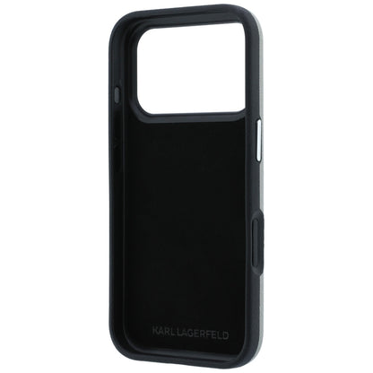 Husa pentru Apple iPhone 18 Pro Max / 17 Pro Max, Karl Lagerfeld, Saffiano with Karl & Choupette Head's Pin and Logo, Gri