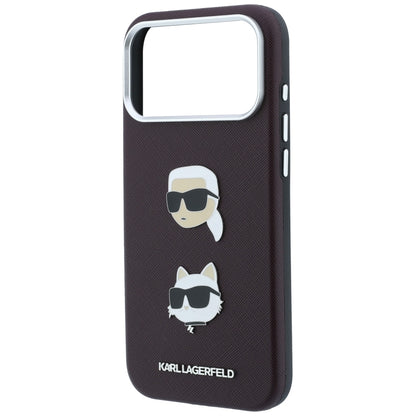 Husa pentru Apple iPhone 18 Pro Max / 17 Pro Max, Karl Lagerfeld, Saffiano with Karl & Choupette Head's Pin and Logo, Visinie