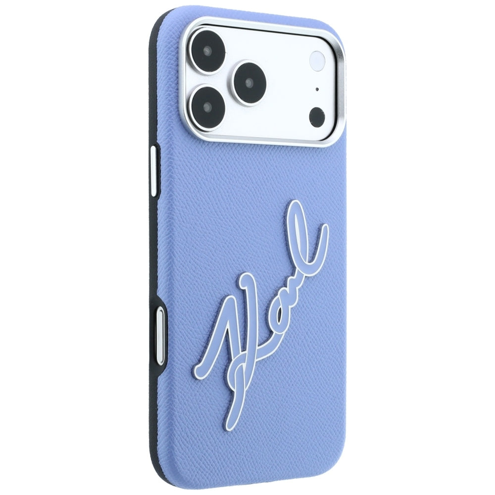 Husa pentru Apple iPhone 18 Pro Max / 17 Pro Max, Karl Lagerfeld, Smooth Big Resin Signature Logo, Bleu