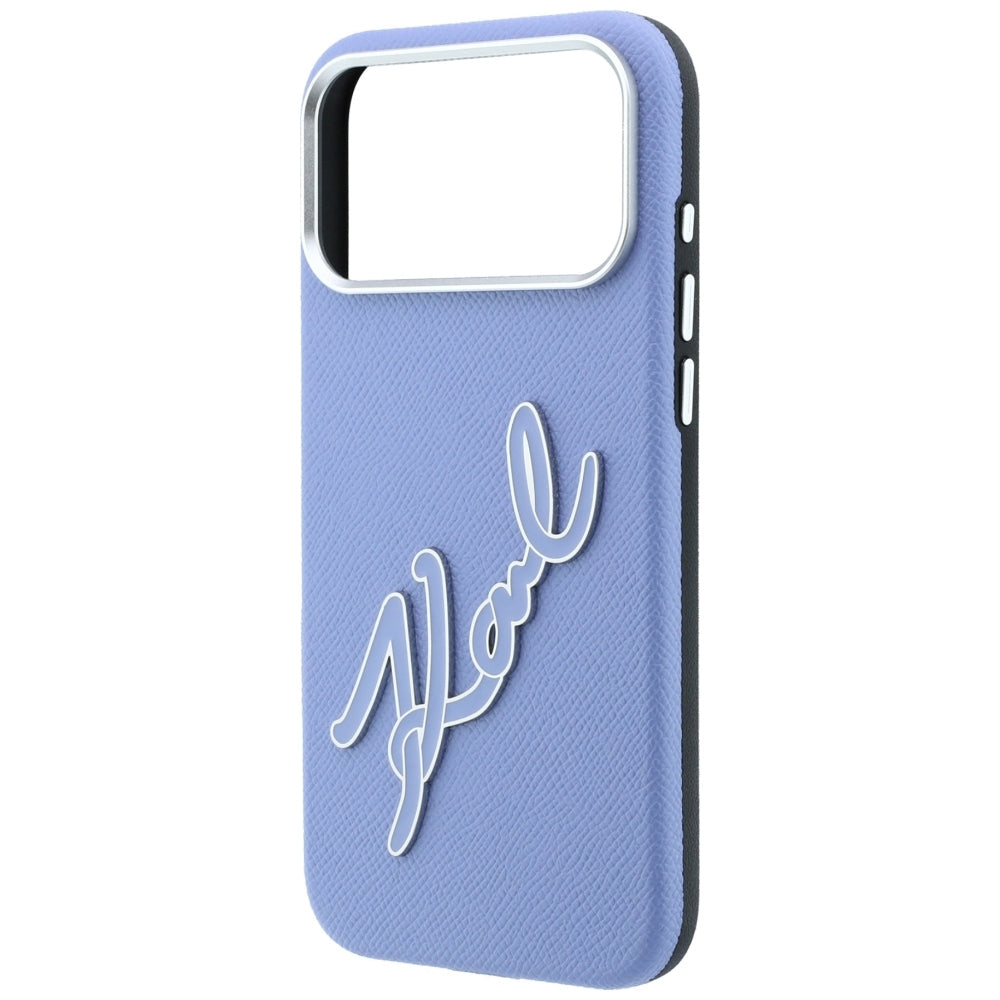 Husa pentru Apple iPhone 18 Pro Max / 17 Pro Max, Karl Lagerfeld, Smooth Big Resin Signature Logo, Bleu
