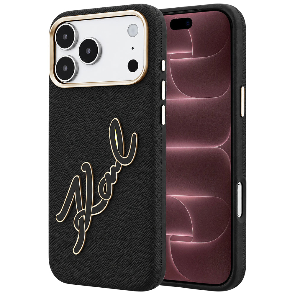 Husa pentru Apple iPhone 18 Pro Max / 17 Pro Max, Karl Lagerfeld, Smooth Big Resin Signature Logo, Neagra