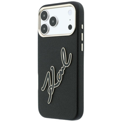 Husa pentru Apple iPhone 18 Pro Max / 17 Pro Max, Karl Lagerfeld, Smooth Big Resin Signature Logo, Neagra