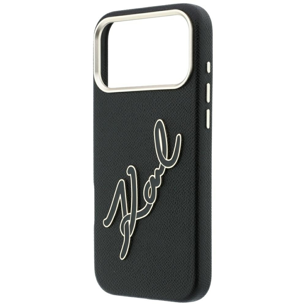 Husa pentru Apple iPhone 18 Pro Max / 17 Pro Max, Karl Lagerfeld, Smooth Big Resin Signature Logo, Neagra