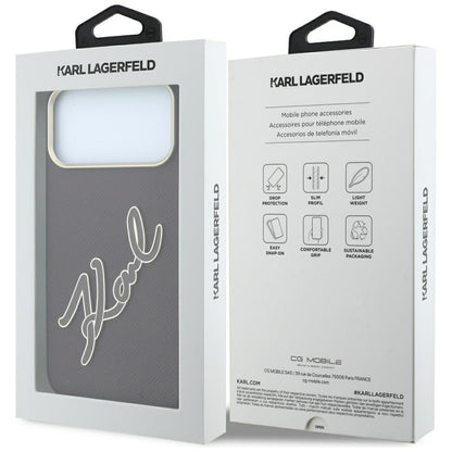 Husa pentru Apple iPhone 18 Pro Max / 17 Pro Max, Karl Lagerfeld, Smooth Big Resin Signature Logo, Visinie