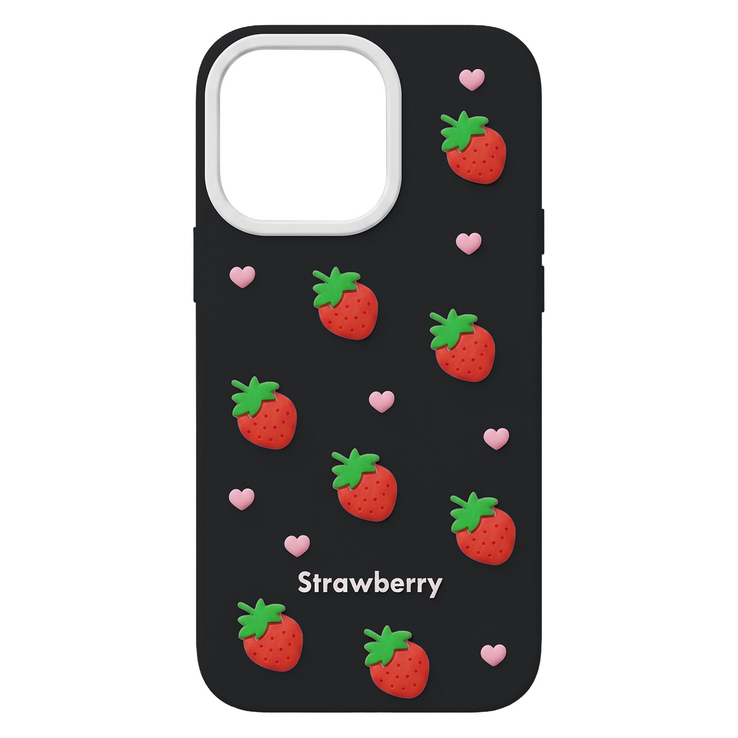 Husa pentru Apple iPhone 15 Pro / 14 Pro, OEM, Strawberry, Neagra
