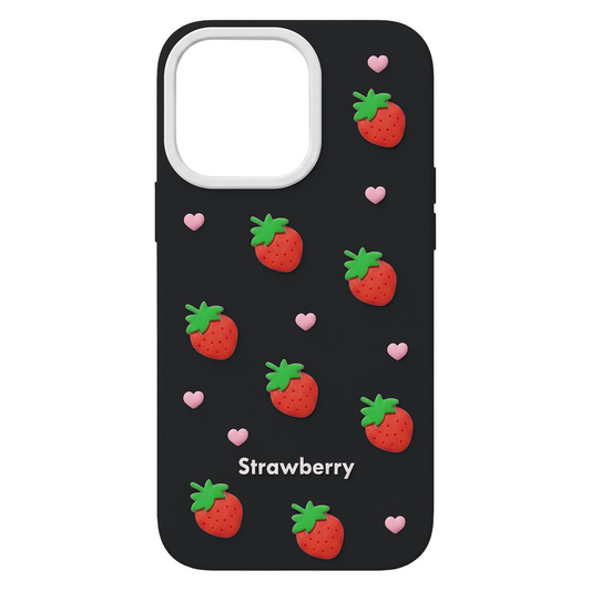 Husa pentru Apple iPhone 17 Pro, OEM, Strawberry, Neagra