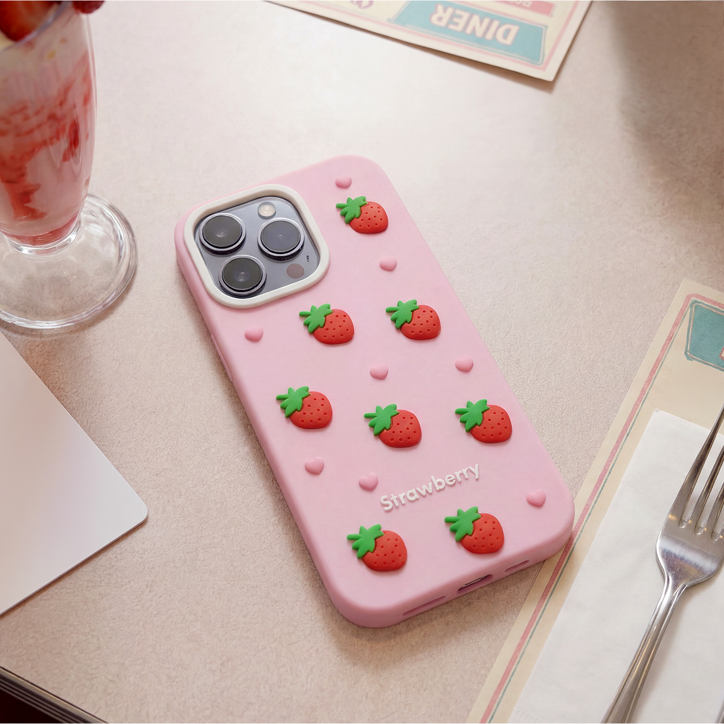 Husa pentru Apple iPhone 12 / 12 Pro, OEM, Strawberry, Roz
