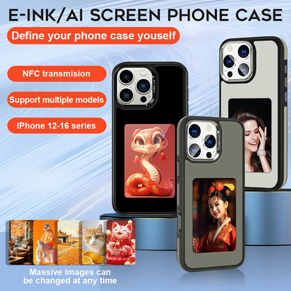 Husa pentru Apple iPhone 16 Pro, OEM, Display Customized E-Ink (4inch), Alba