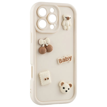 Husa pentru Apple iPhone 16 Pro, OEM, Ultra Trendy 3D Bear, Bej