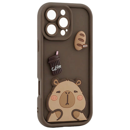 Husa pentru Apple iPhone 16 Pro Max, OEM, Ultra Trendy 3D Capybara, Maro