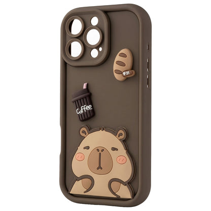 Husa pentru Apple iPhone 15 Pro, OEM, Ultra Trendy 3D Capybara, Maro