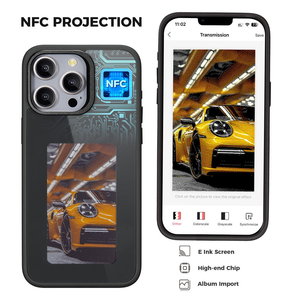 Husa pentru Apple iPhone 14 Pro, OEM, Display Customized E-Ink, Neagra