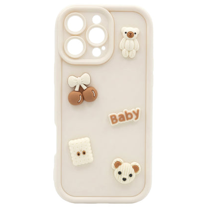 Husa pentru Apple iPhone 16, OEM, Ultra Trendy 3D Bear, Bej