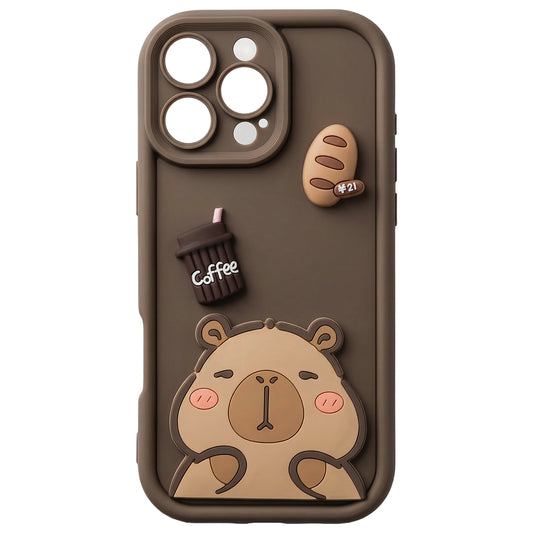 Husa pentru Apple iPhone 16 Pro, OEM, Ultra Trendy 3D Capybara, Maro