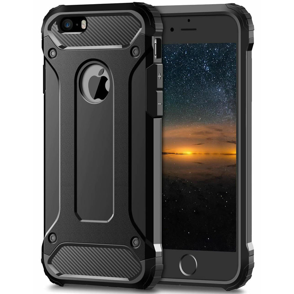 Husa pentru Apple iPhone SE (2016) / 5 / 5s, Techsuit, Hybrid Armor, Neagra