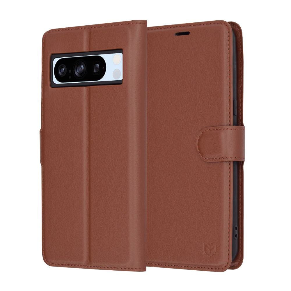 Husa pentru Google Pixel 8 Pro, Techsuit, Leather Folio, Maro